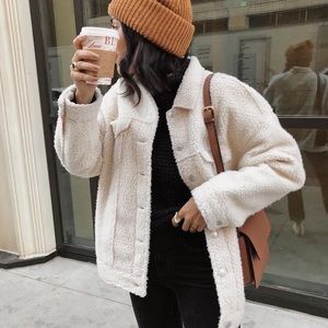 American Eagle Faux Shearling Jacket - SM